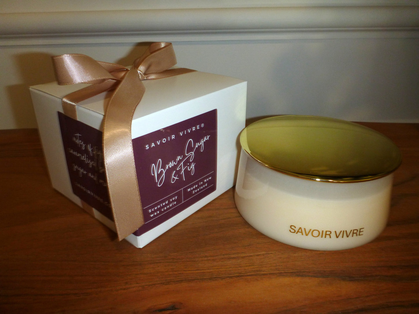 Savoir Vivre Brown Sugar & Fig Blush Soy Candle 300g NZ