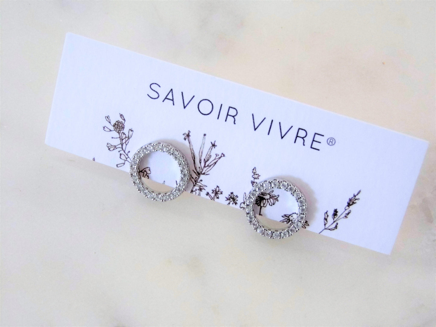 Sterling Silver Cubic Zirconia Open Circle Earrings 13mm NZ