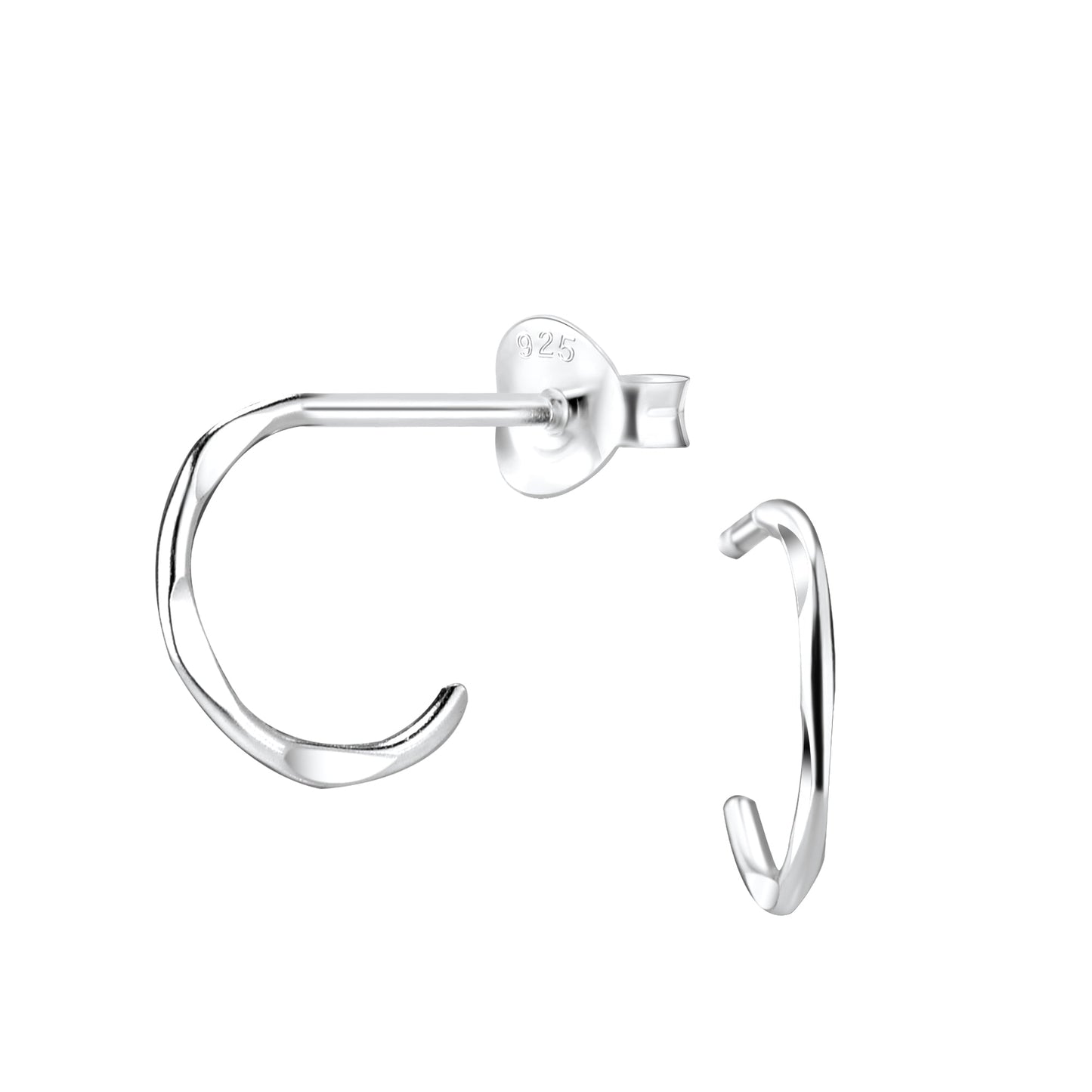 Sterling Silver Half Hoop Stud Earrings NZ