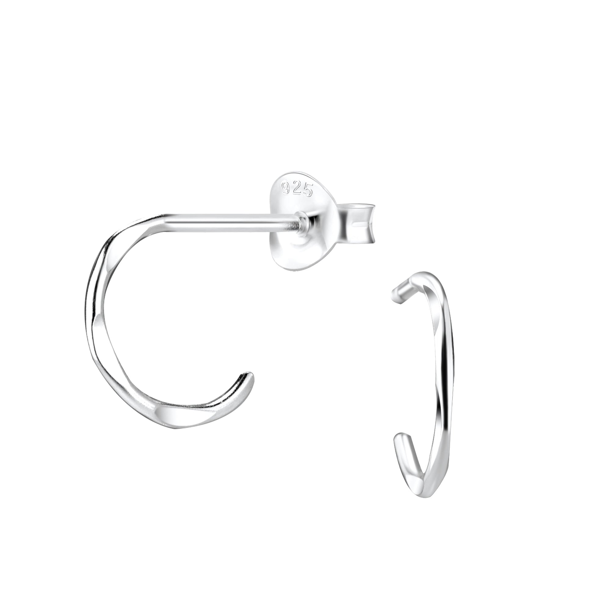 Sterling Silver Half Hoop Stud Earrings NZ
