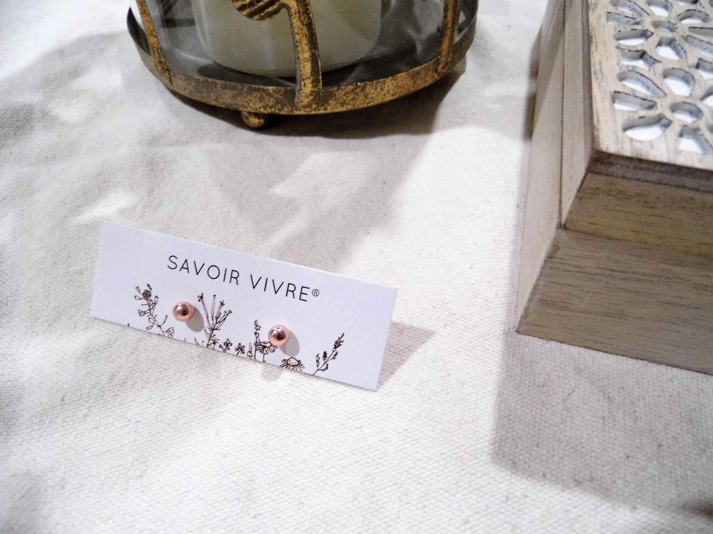 Rose Gold Sterling Silver Earrings Savoir Vivre NZ