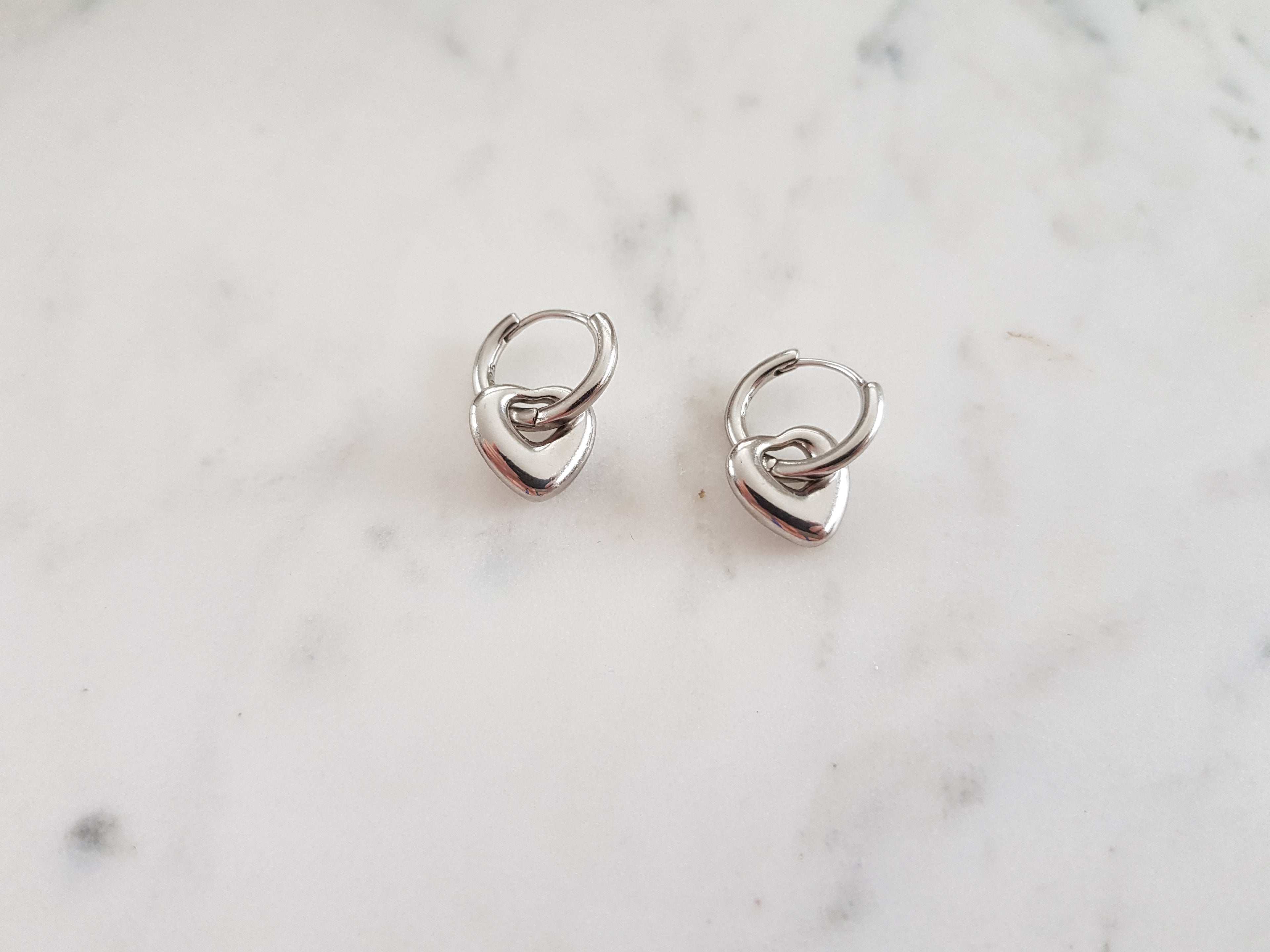 Sterling Silver Two in One Heart Hoop Earrings NZ