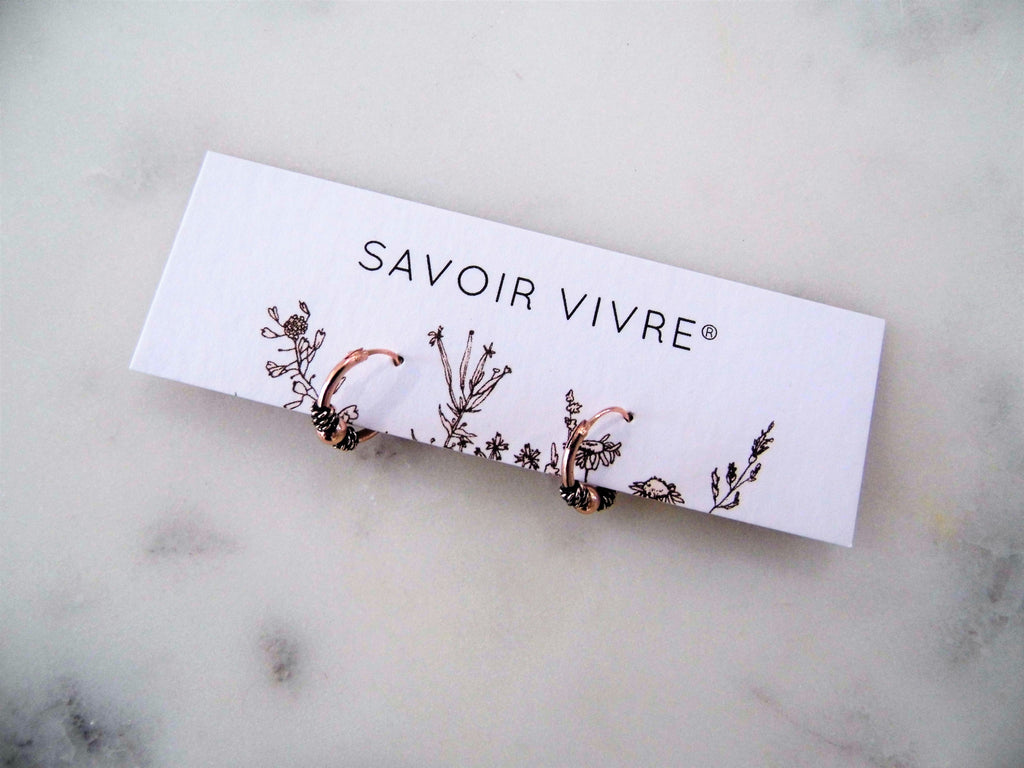 Bali Rose Gold Sterling Silver Hoop Earrings NZ AU