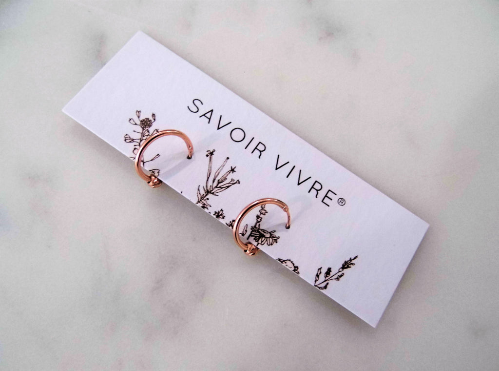 Diamond Cut Rose Gold Sterling Silver Hoop Earrings NZ AU