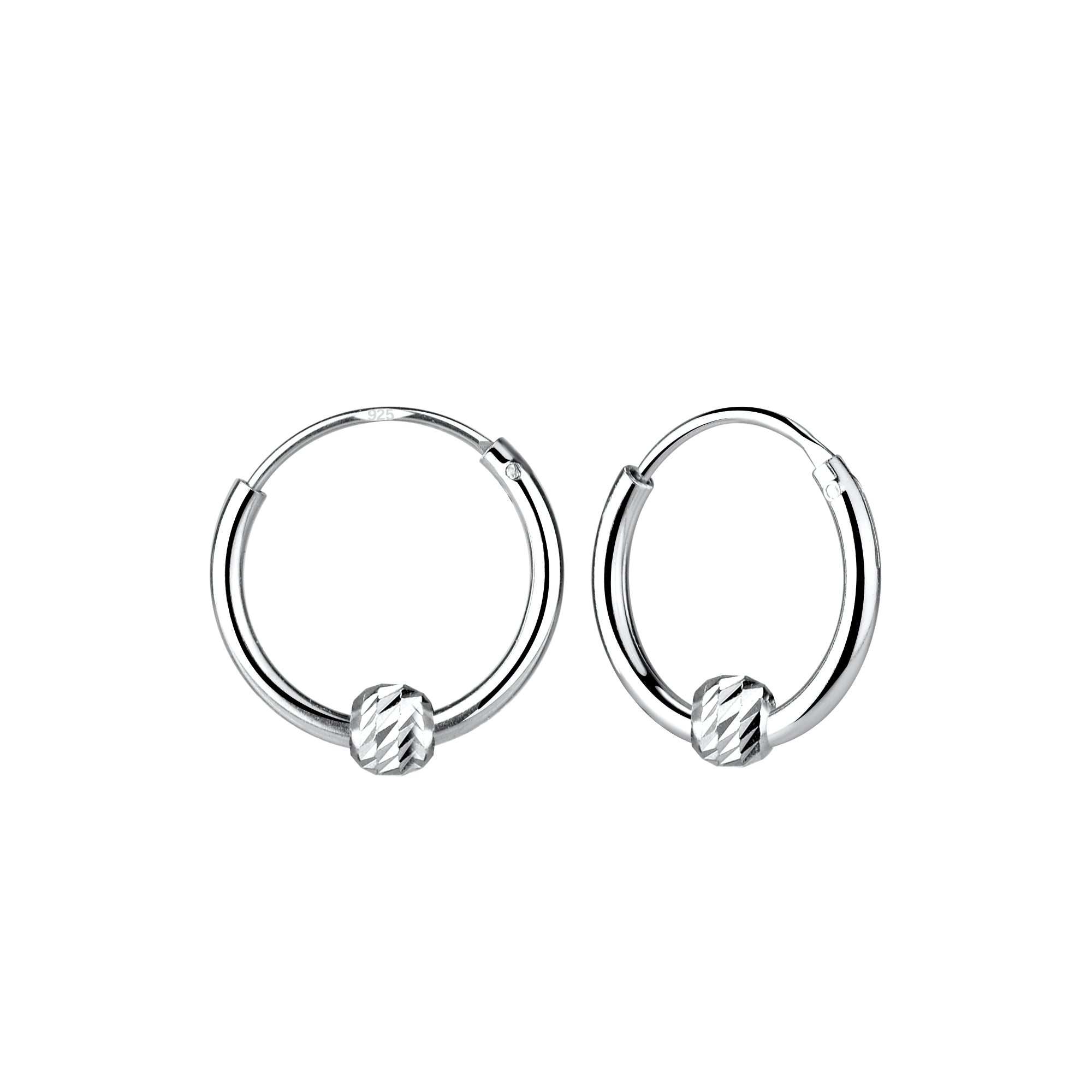 NZ Diamond Cut Sterling Silver Hoop Earrings