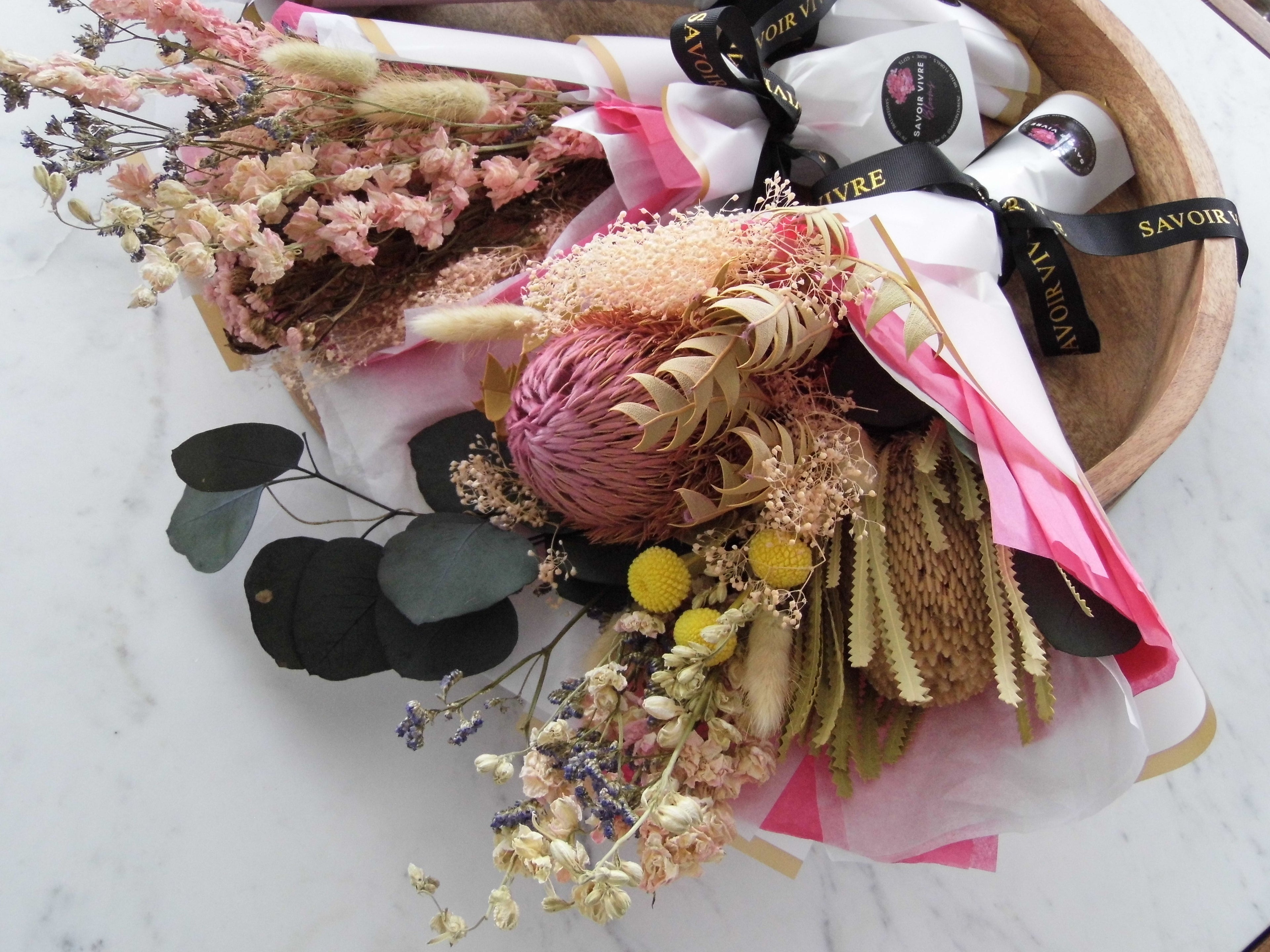 Small - Large Dried Florals Protea Bouquet Savoir Vivre Homewares & Gifts NZ