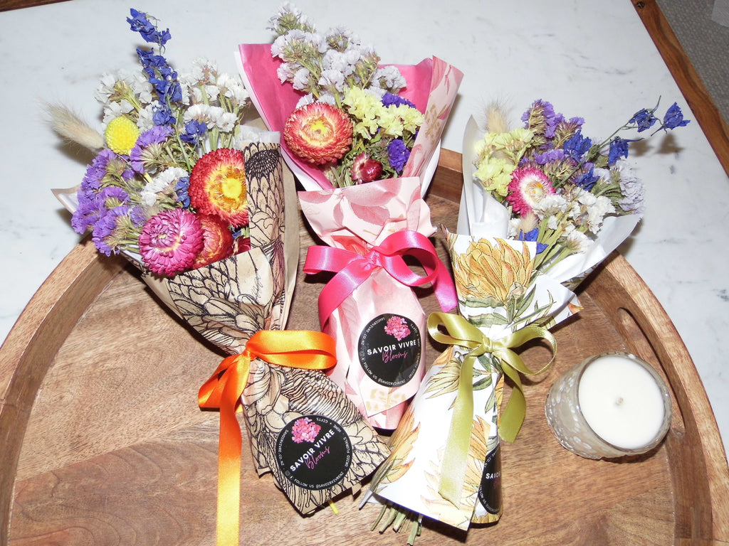Mini Romantic Dried Flower Bouquet NZ Savoir Vivre Homewares & Gifts