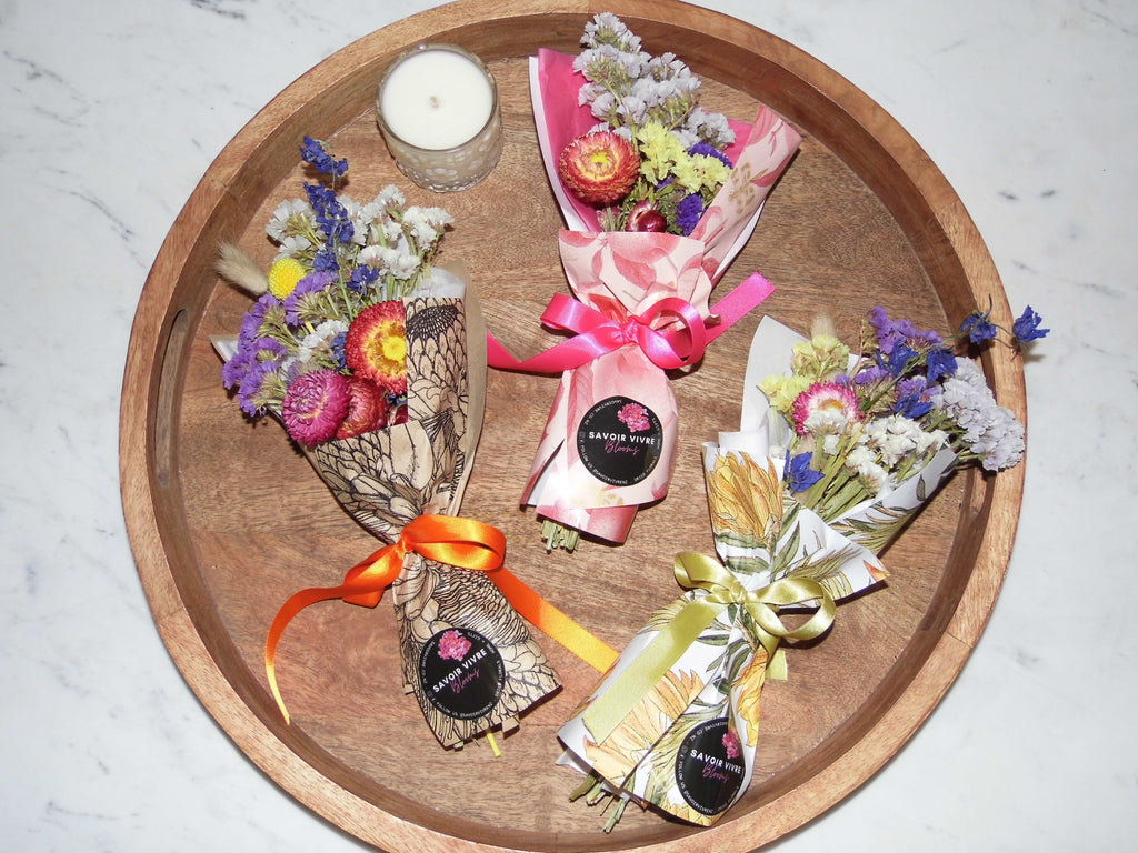 Mini Romantic Dried Flower Bouquet NZ Savoir Vivre Homewares & Gifts