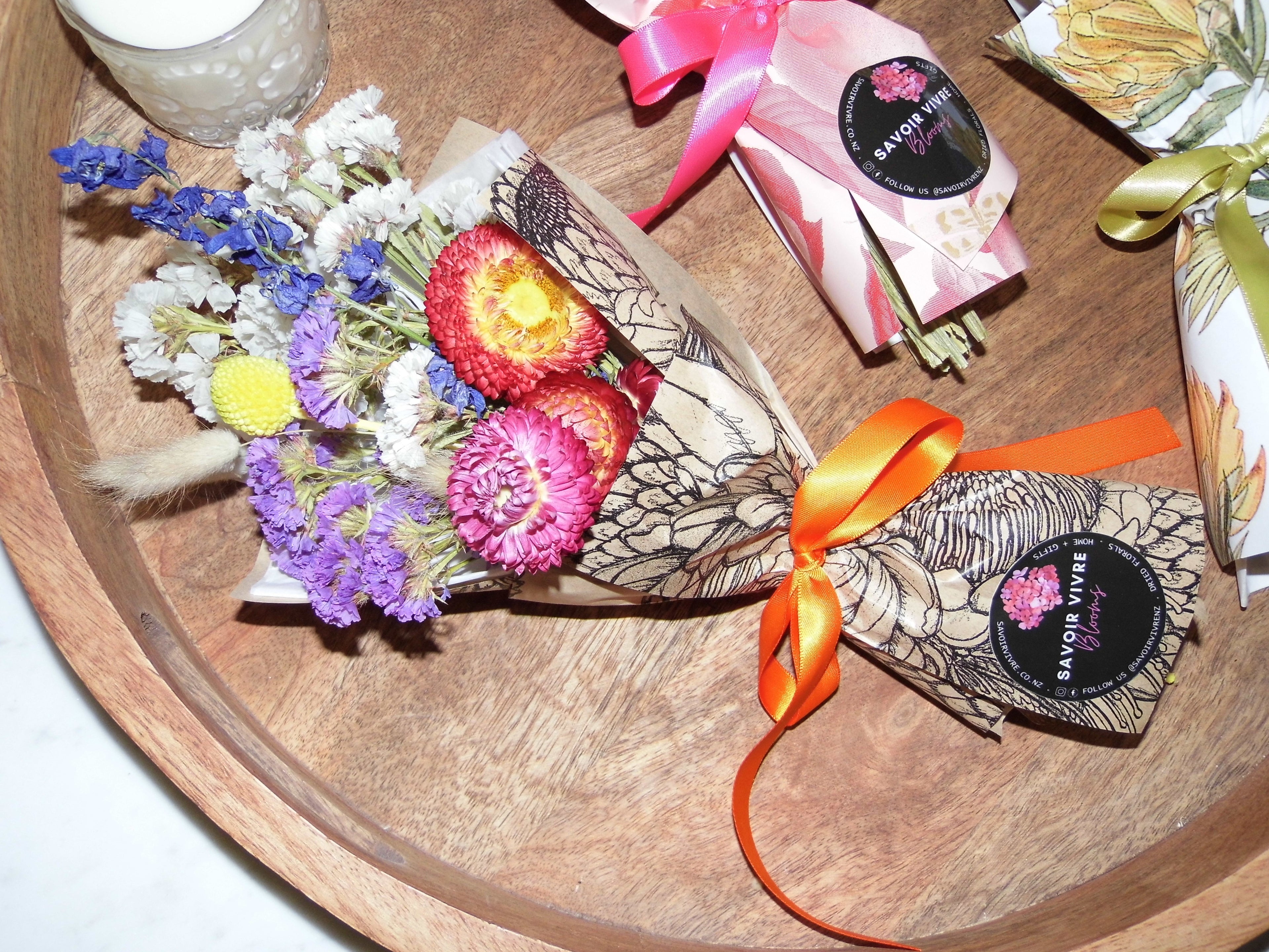 Mini Romantic Dried Flower Bouquet NZ Savoir Vivre Homewares & Gifts