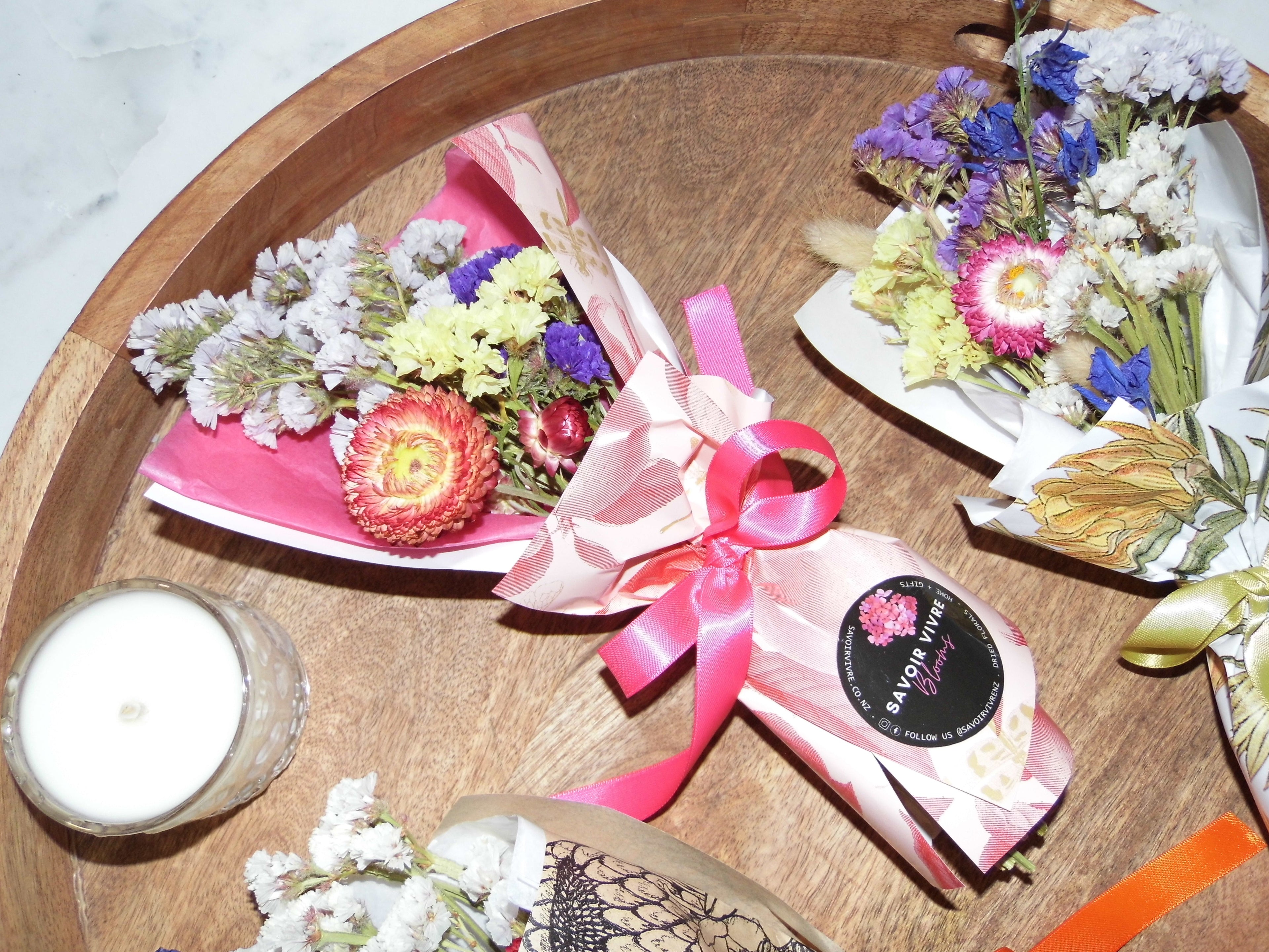 Mini Romantic Dried Flower Bouquet NZ Savoir Vivre Homewares & Gifts