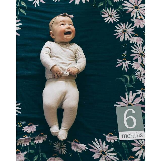 Muslin Photo Blanket & Milestone Set - Dark Coneflower - Swaddle