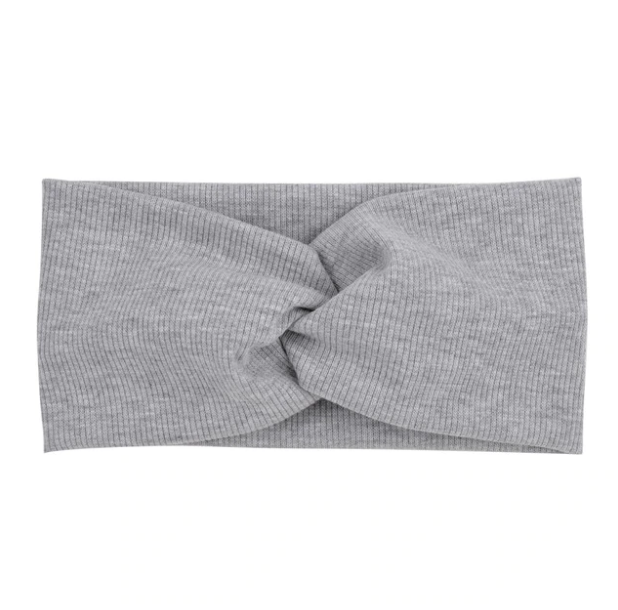Pink Black Grey or Brown Twisted Stretch Headband - Grey - Headbands
