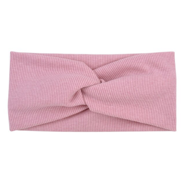 Pink Black Grey or Brown Twisted Stretch Headband - Pink - Headbands