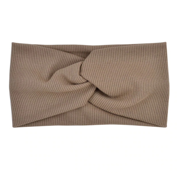 Pink Black Grey or Brown Twisted Stretch Headband - Brown - Headbands
