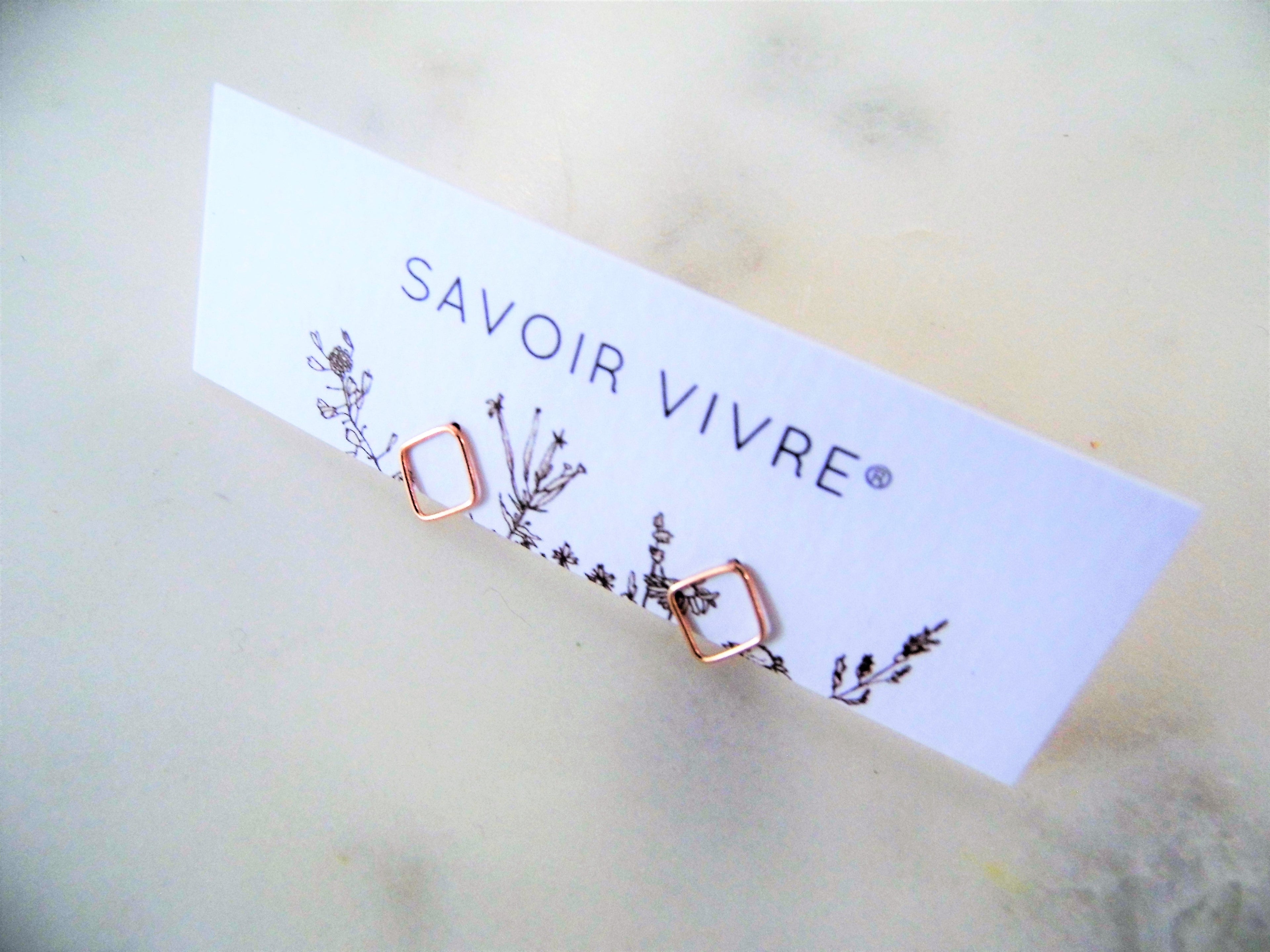 Rose Gold Sterling Silver Square Stud Earrings NZ AU