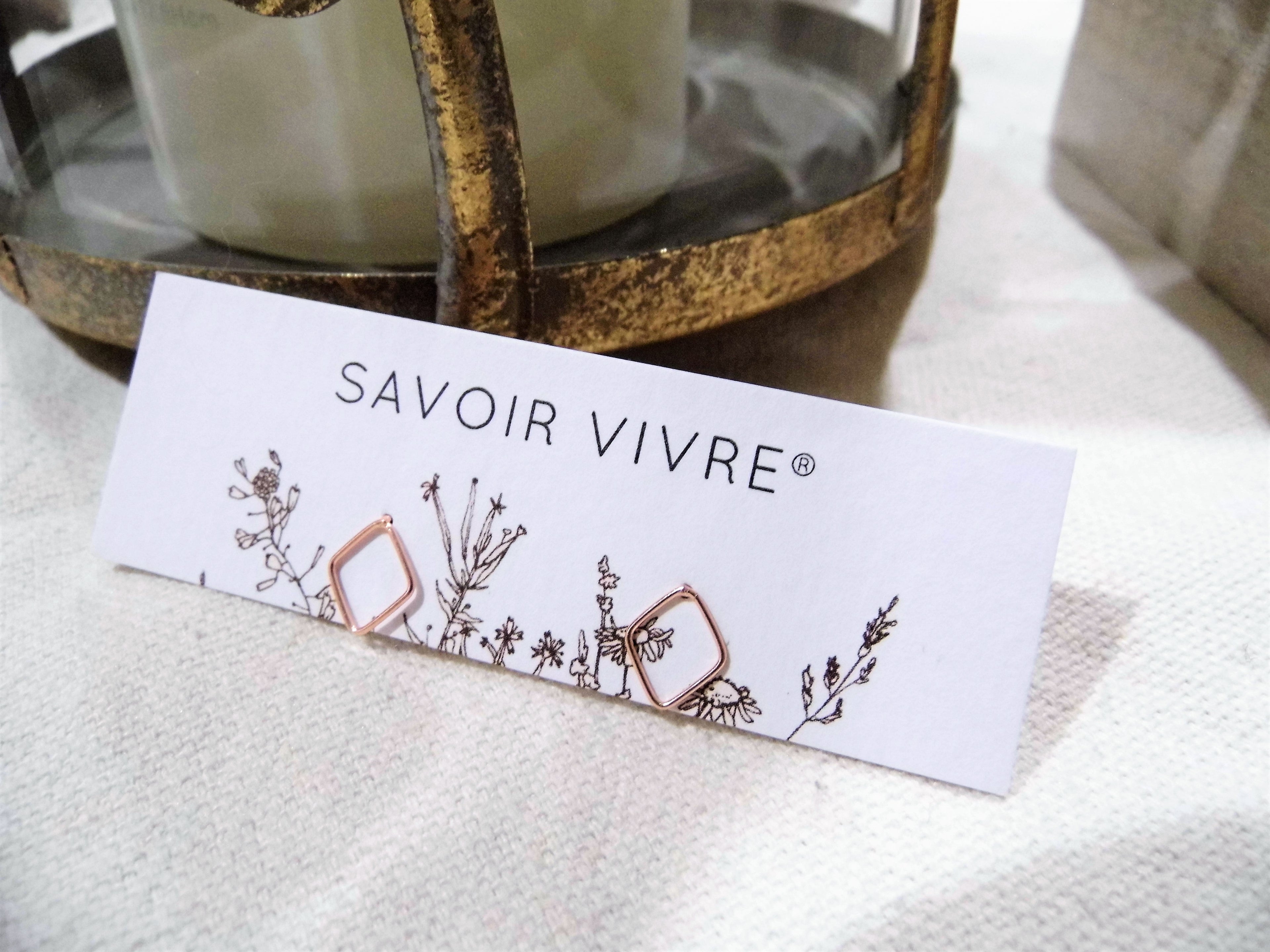 Rose gold sterling silver stud earrings NZ Savoir Vivre
