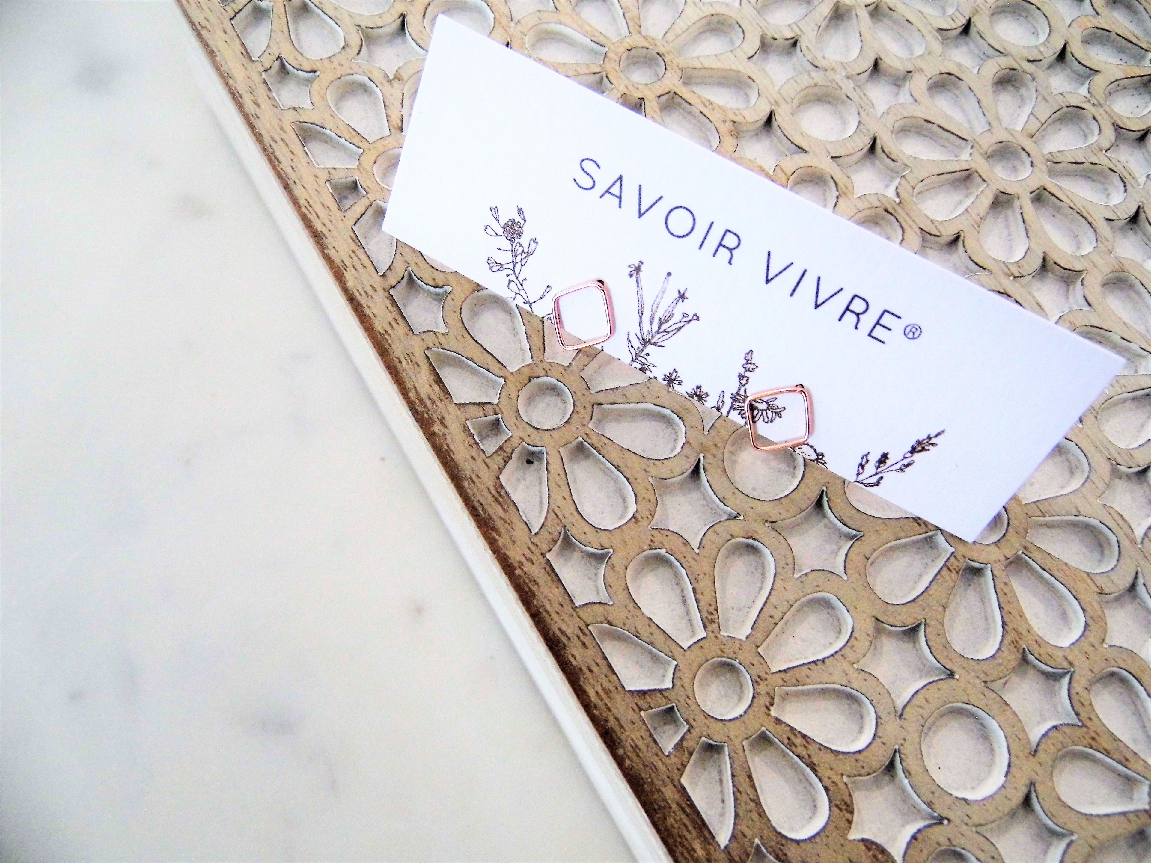 Rose Gold Sterling Silver Square Stud Earrings NZ AU