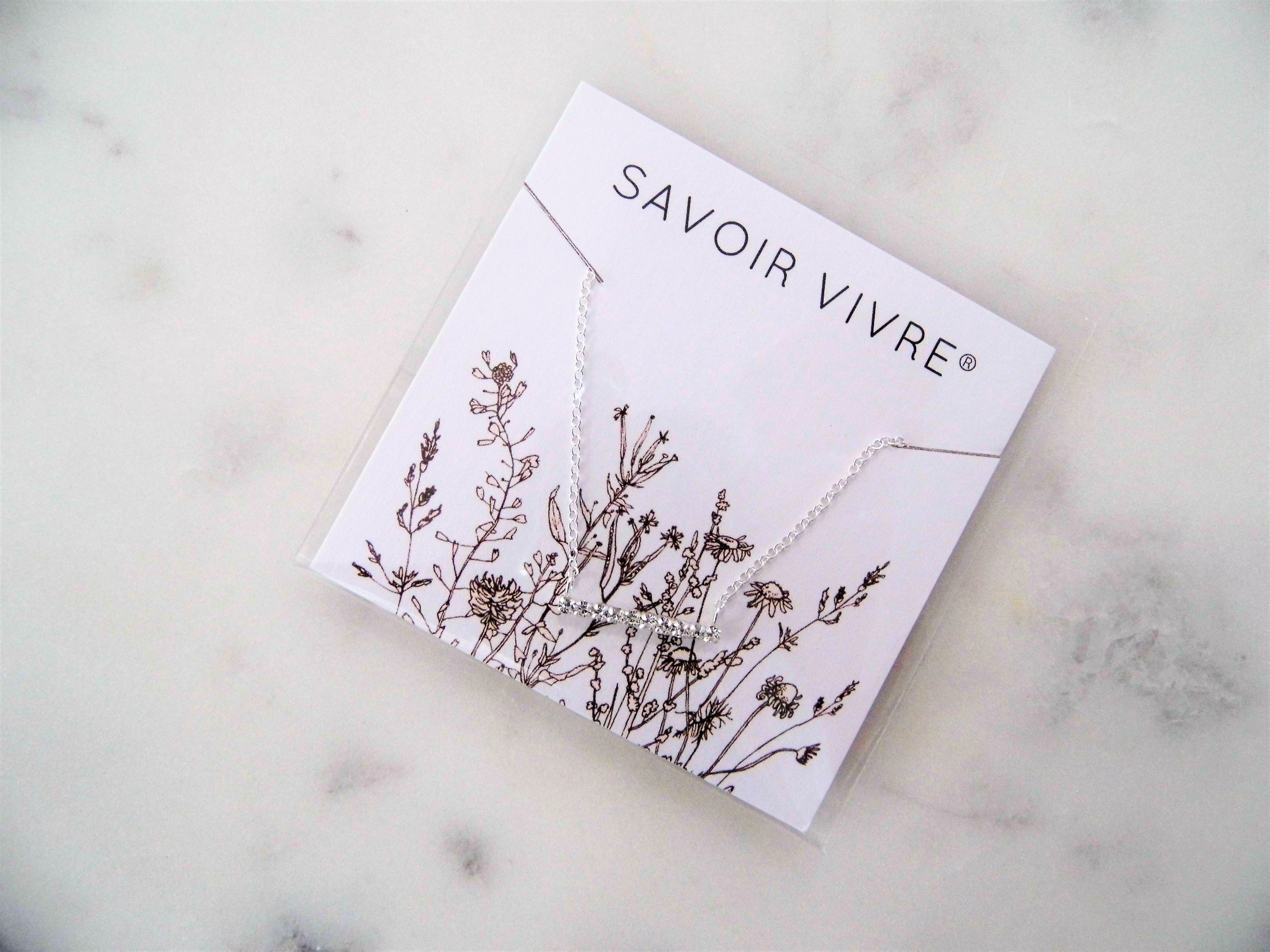 Sterling Silver Crystal Bar Necklace NZ