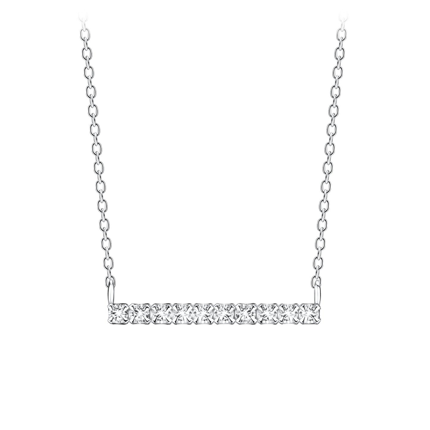 Sterling Silver Crystal Bar Necklace NZ