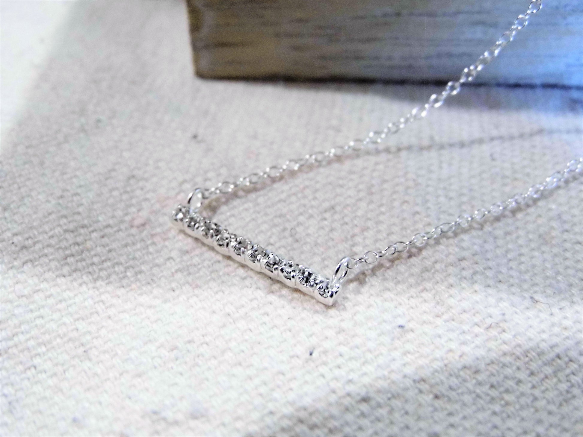 Sterling Silver Crystal Bar Necklace NZ