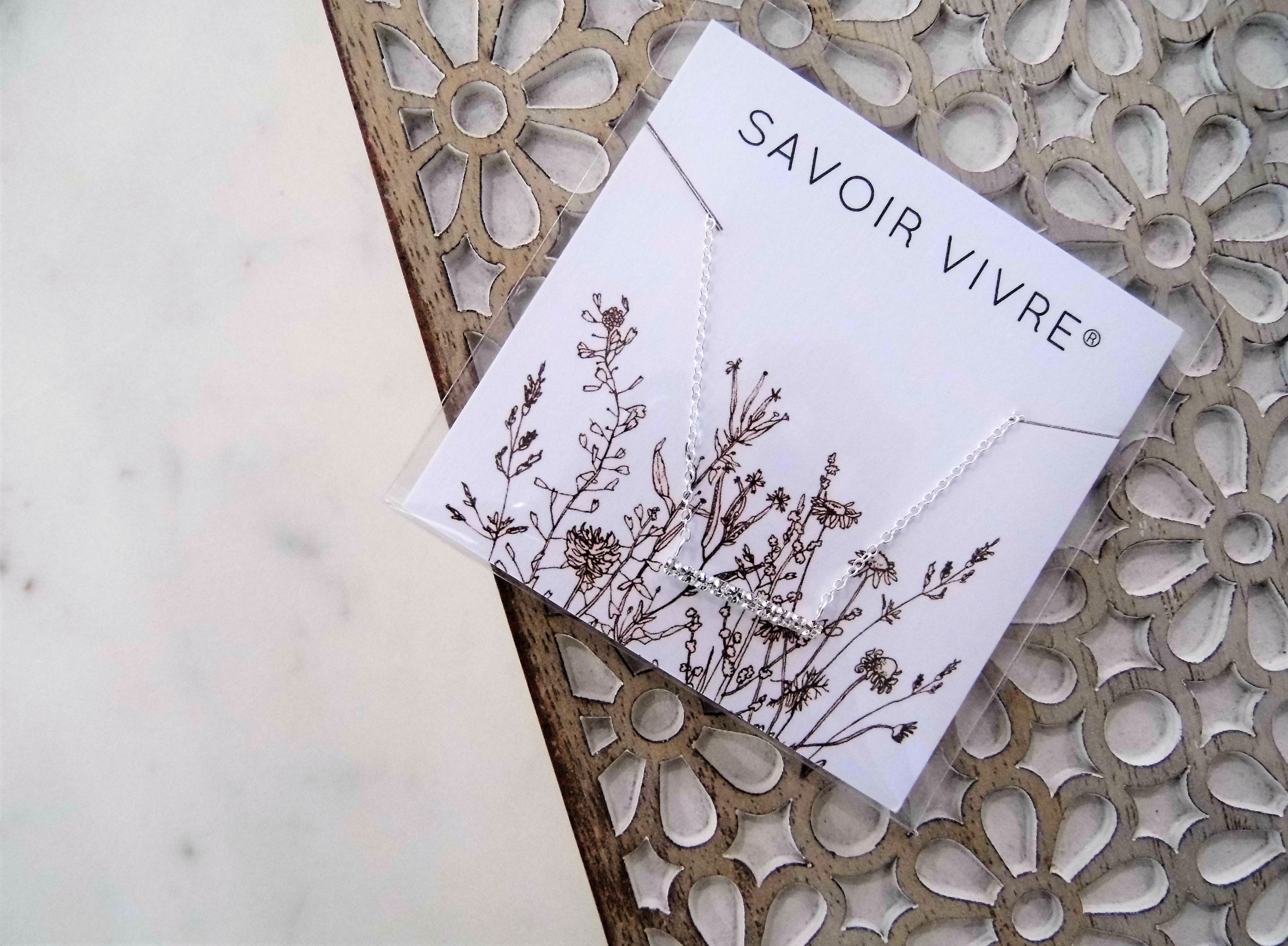 Sterling Silver Crystal Bar Necklace NZ