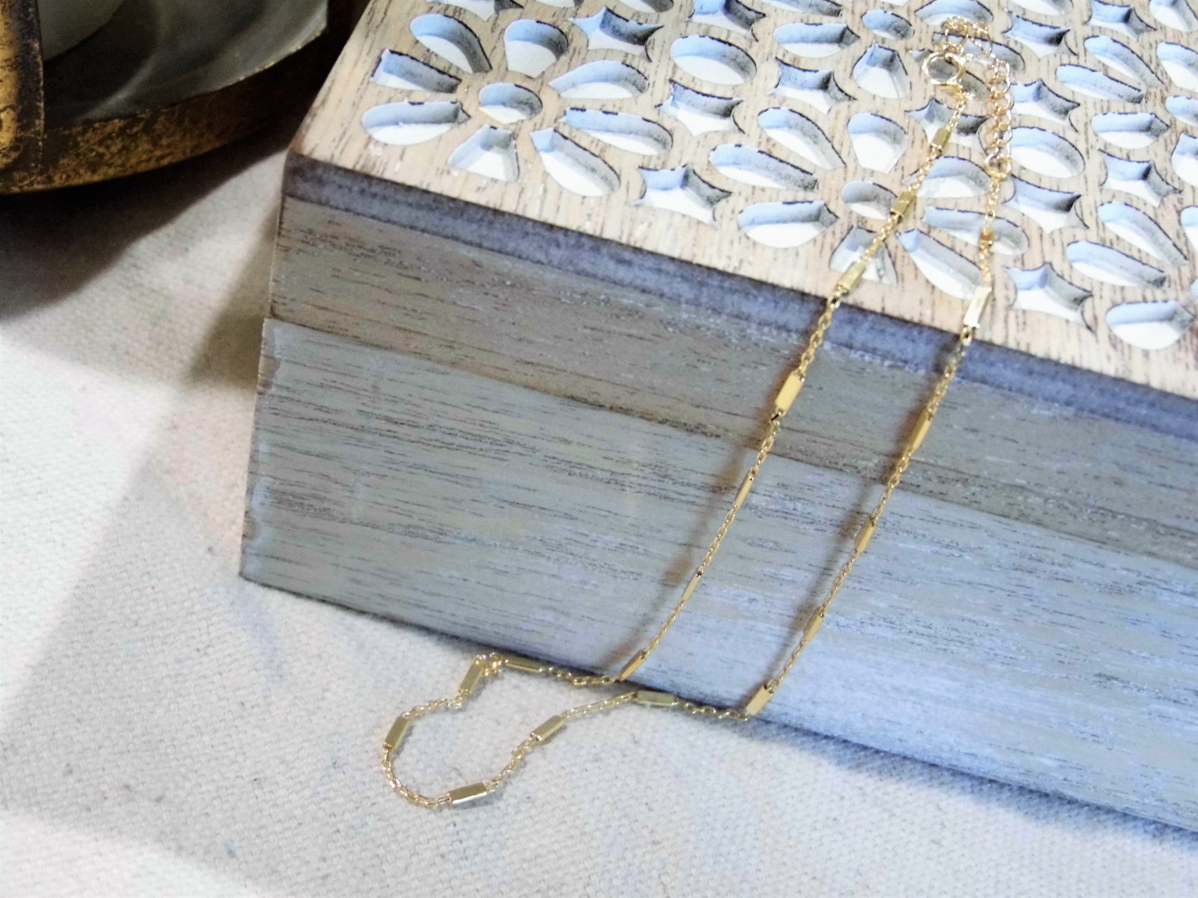 Savoir Vivre Sterling Silver Gold Cable Bar Choker Necklace With Extension New Zealand