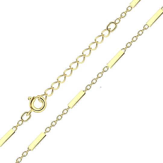 Sterling Silver Gold Cable Bar Choker Necklace With Extension NZ