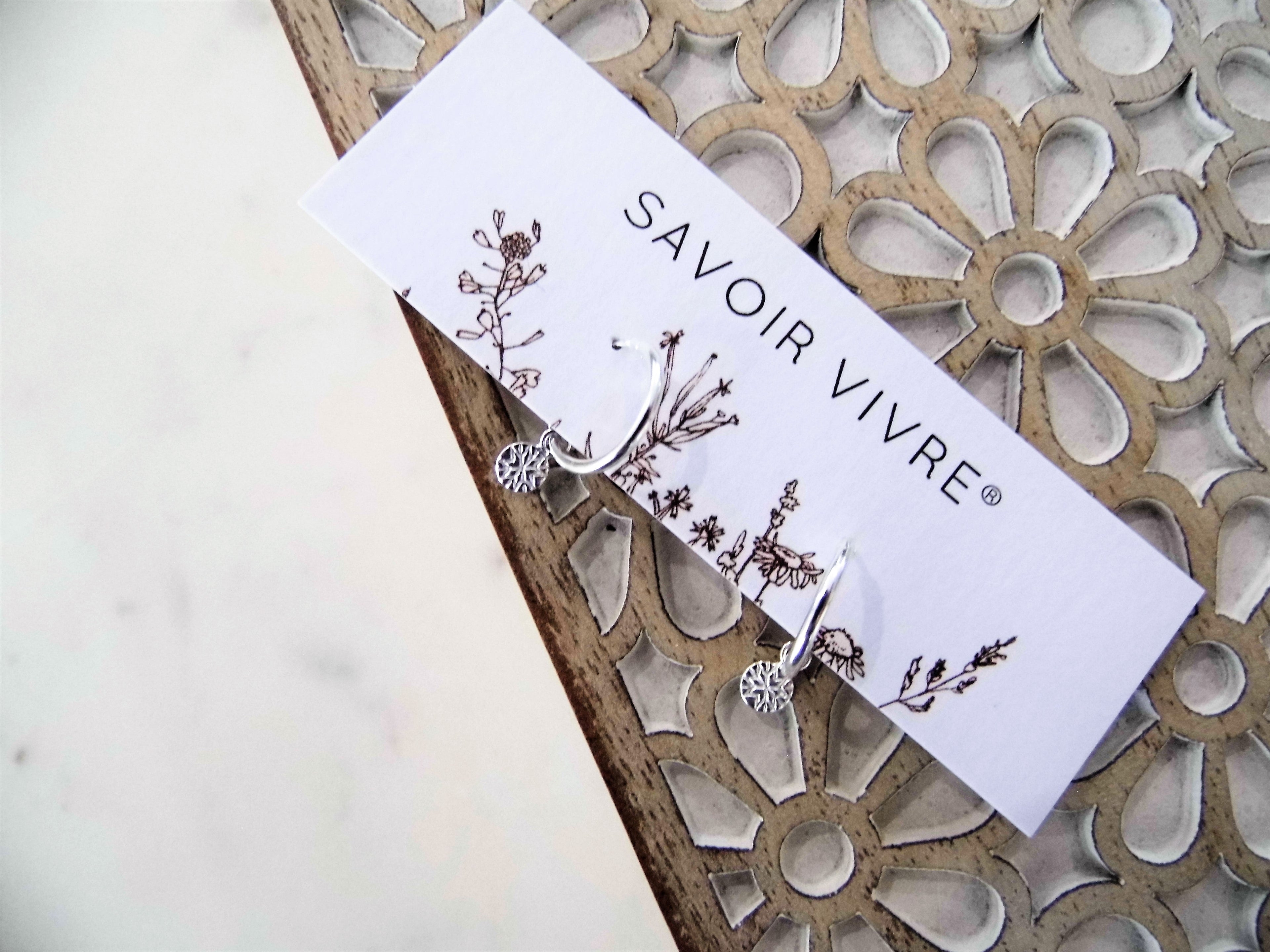 Sterling Silver Patterned Charm Hoop Earrings NZ AU