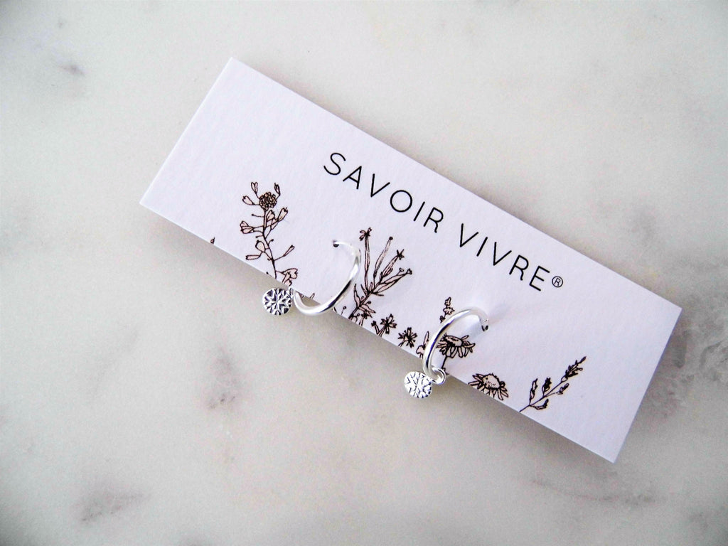 Sterling Silver Patterned Charm Hoop Earrings NZ AU