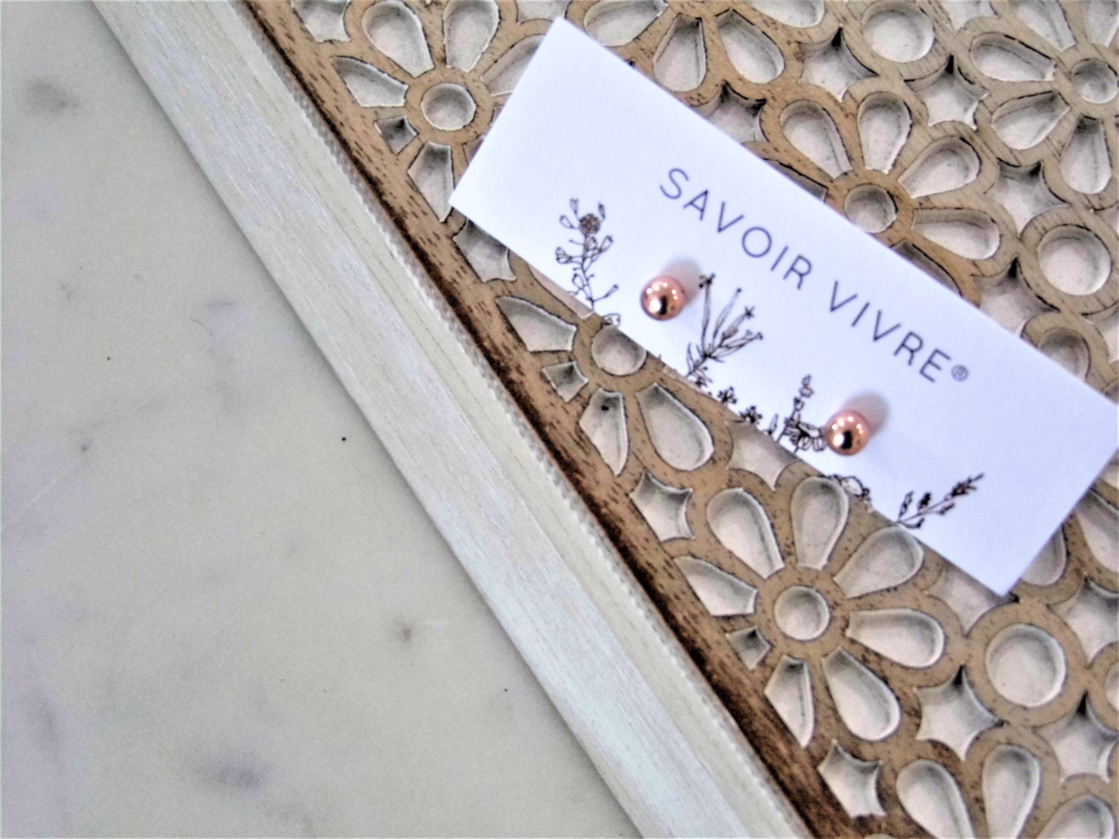 Sterling Silver Rose Gold Ball Stud Earrings NZ AU