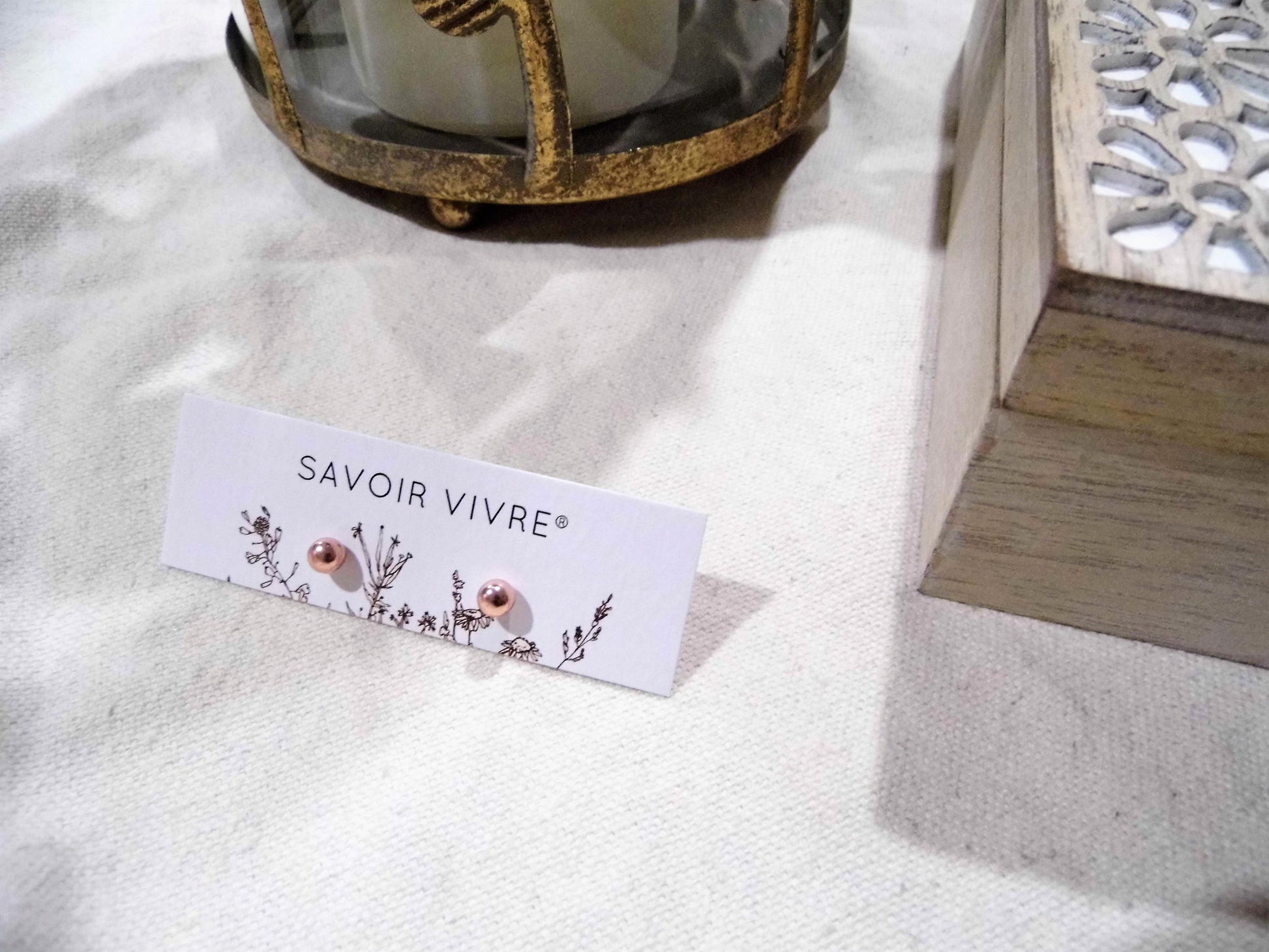 Rose Gold Sterling Silver Earrings Savoir Vivre NZ