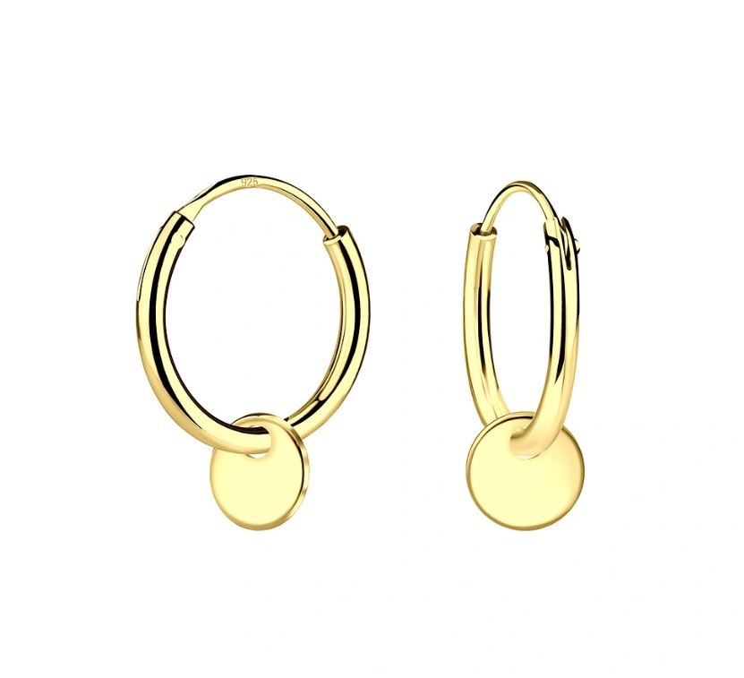 Gold Sterling Silver Disk Earrings NZ