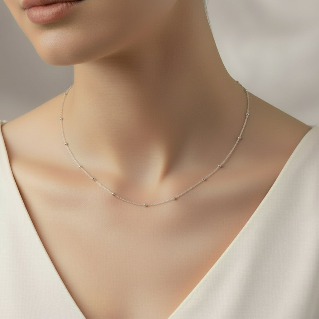 Sterling Silver Satellite Necklace With Extension