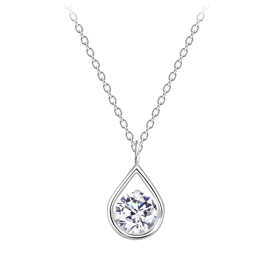 Sterling Silver Tear Drop Cubic Zirconia Necklace NZ