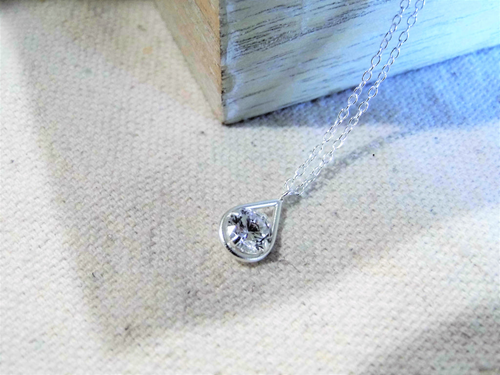 Savoir Vivre Sterling Silver Tear Drop Cubic Zirconia Necklace NZ