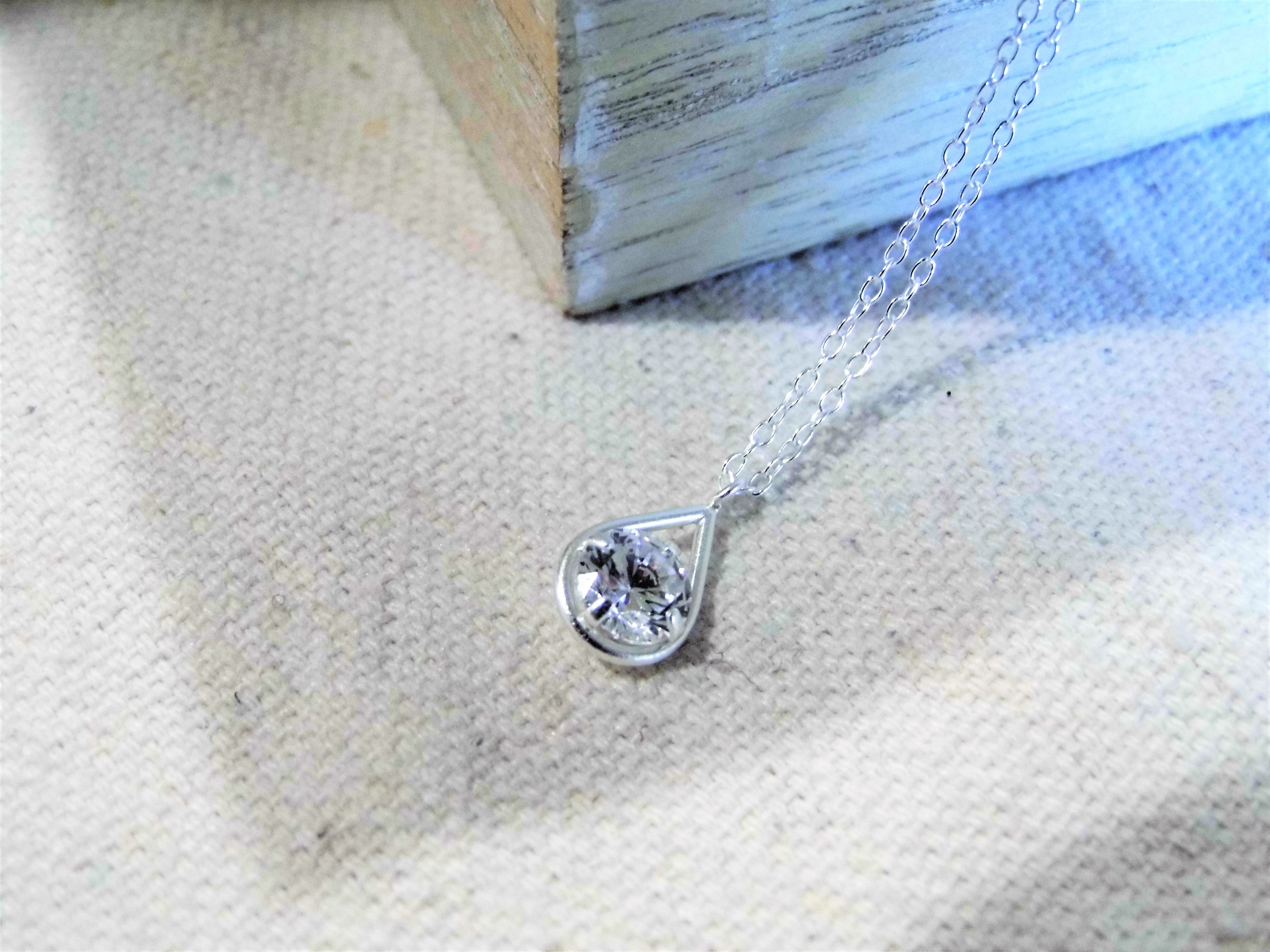Savoir Vivre Sterling Silver Tear Drop Cubic Zirconia Necklace NZ