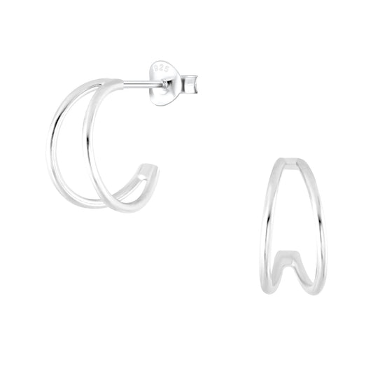 Sterling Silver Half Hoop Earrings in Sterling Silver