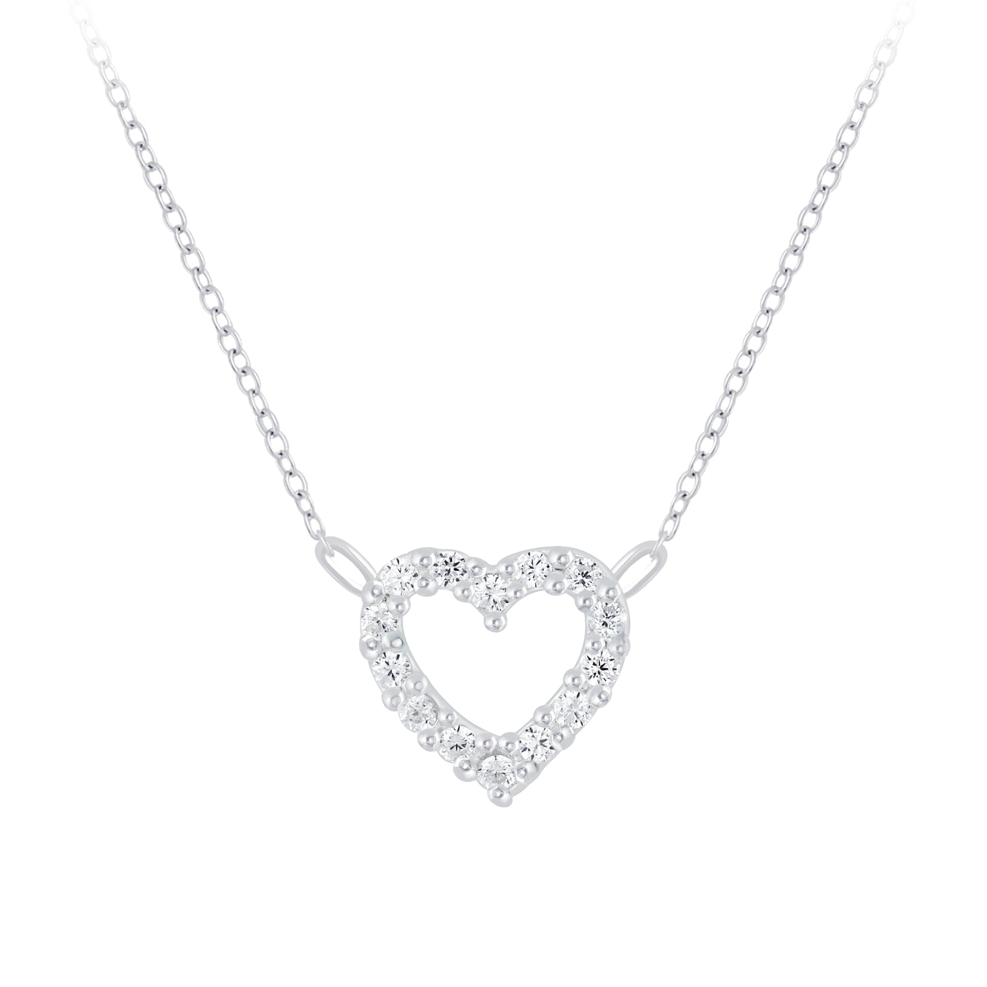 Sterling Silver Cubic Zirconia Heart Necklace NZ