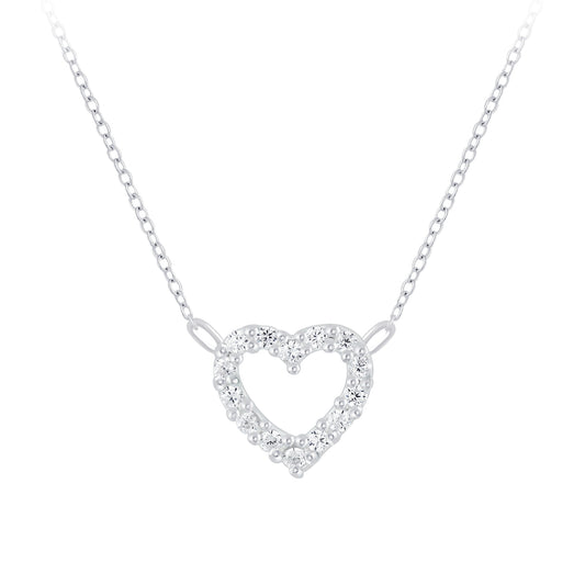 Sterling Silver Cubic Zirconia Heart Necklace NZ