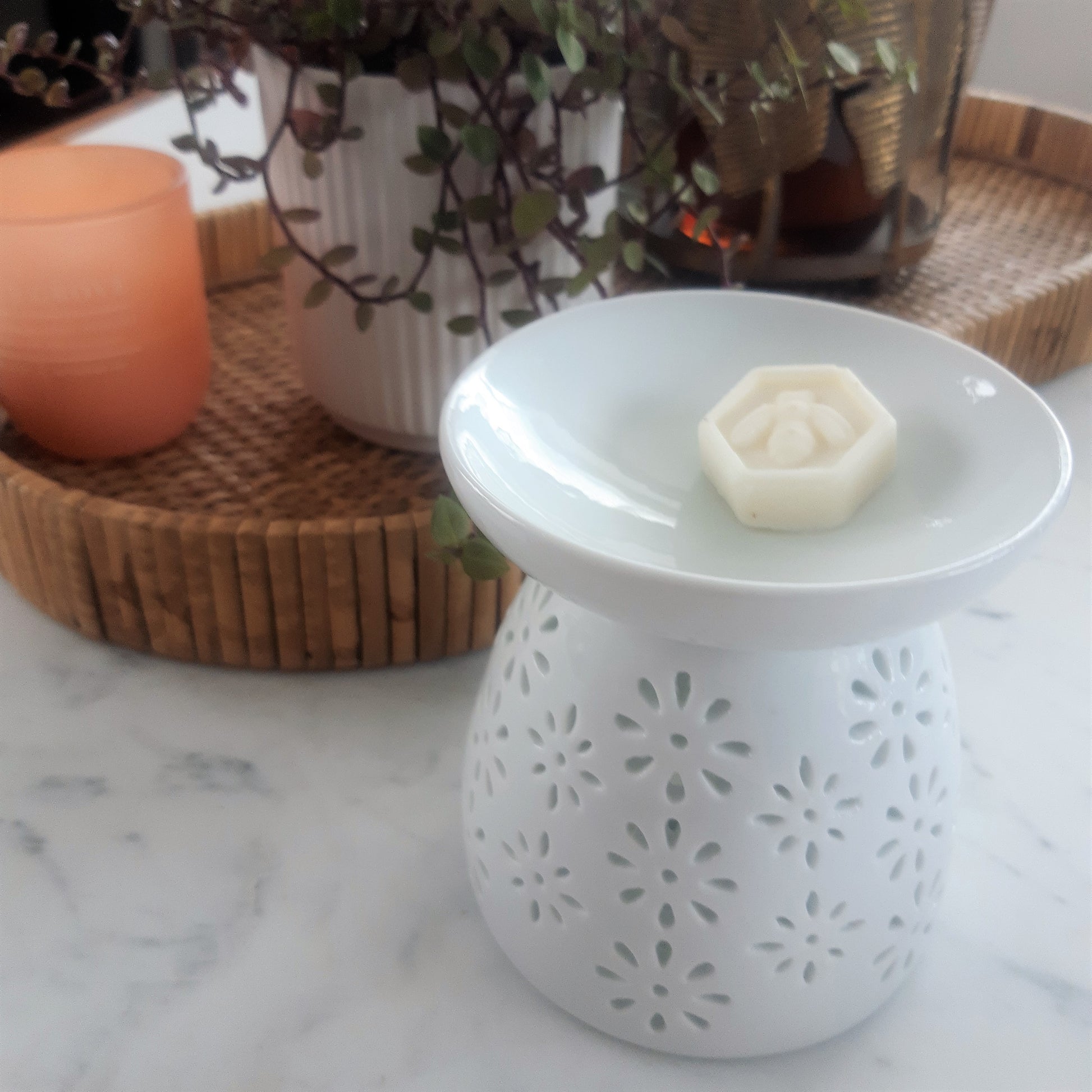 White Ceramic Wax Melt Burner - large NZ AU