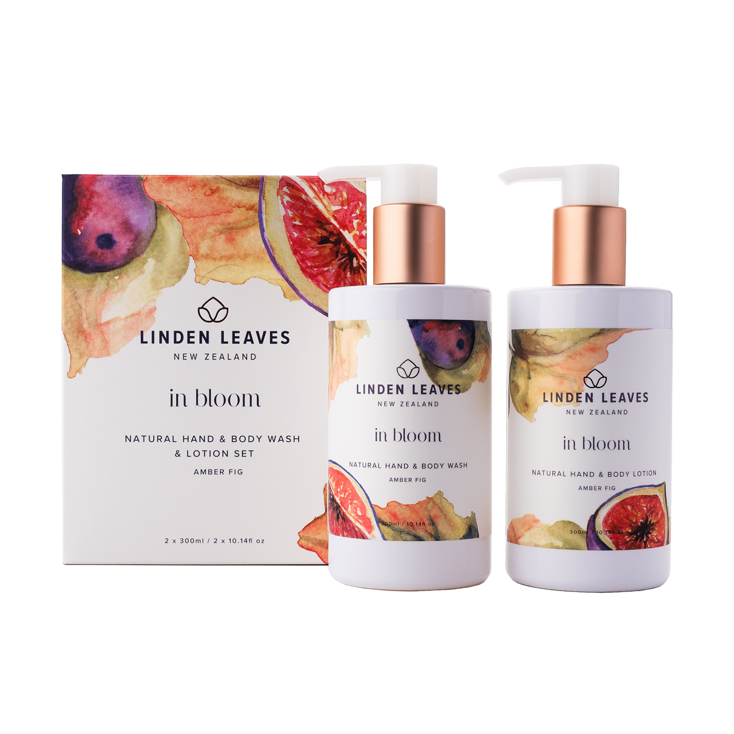 amber fig in bloom hand and body wash & lotion set nz