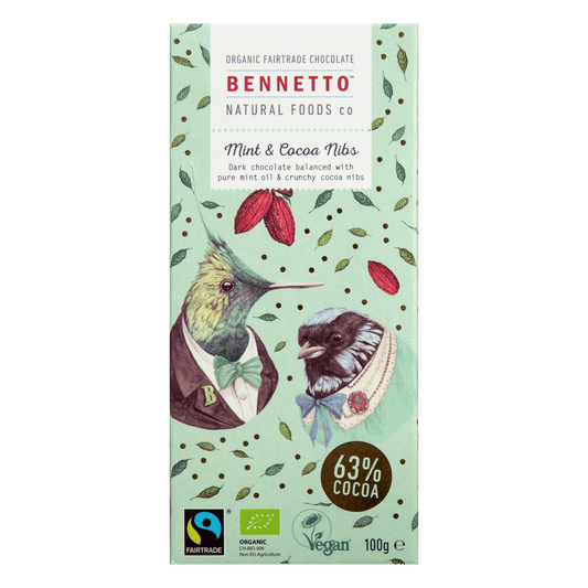 Bennetto Chocolate 100g Mint and Cocoa Nibbs