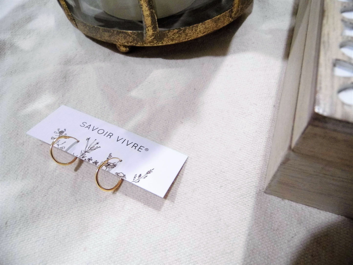 Savoir Vivre Sterling Silver Gold French Lock Hoop Earrings NZ
