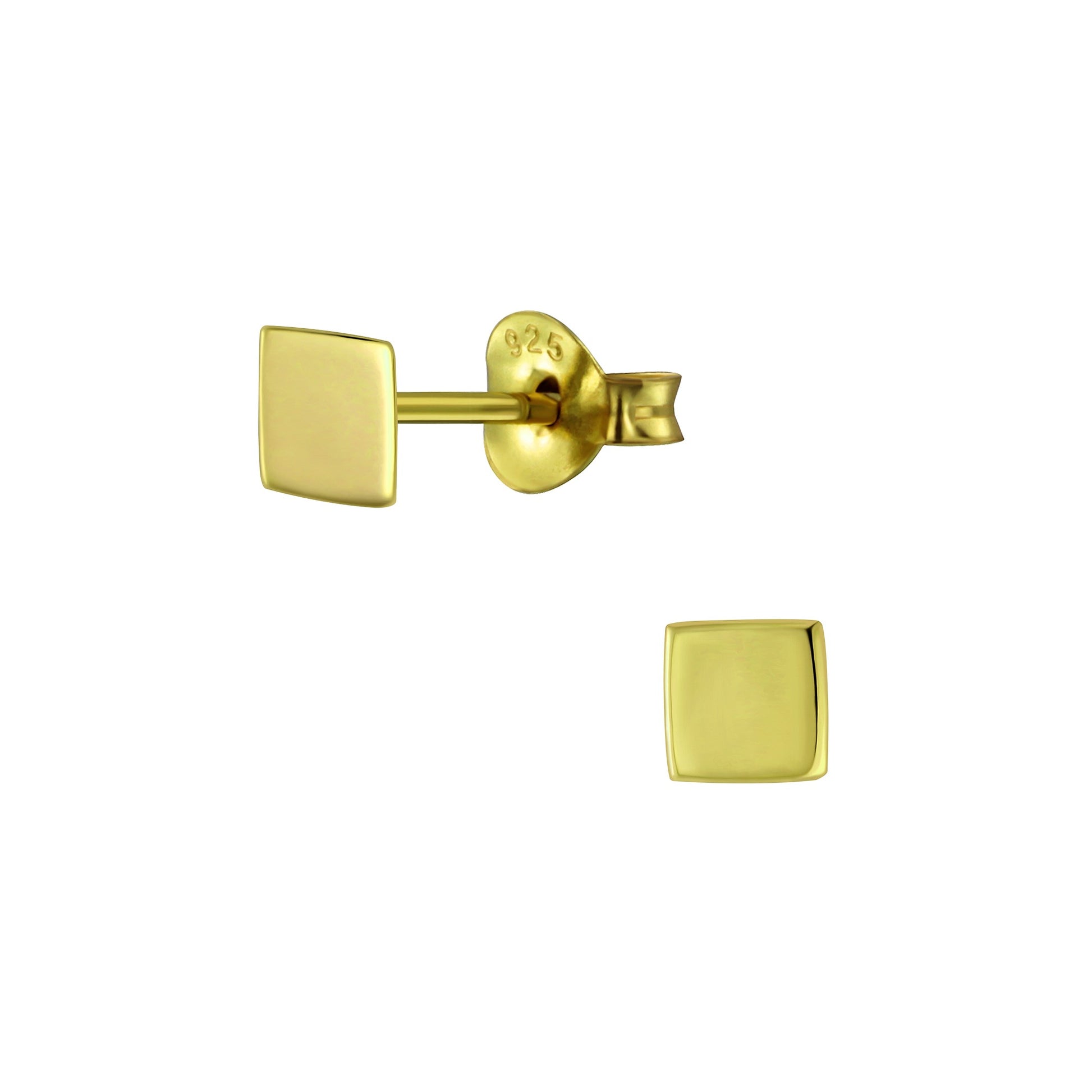 Sterling Silver Square Stud Earrings in Gold NZ
